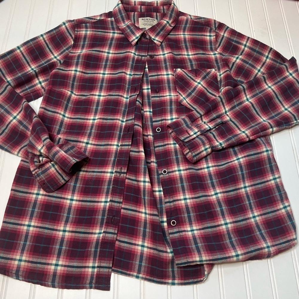 Burton Durable Goods Purple Plaid Flannel Button Up Shirt Women's Large 489